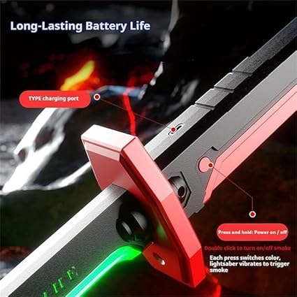 Sparkblade LED Sword with Smoke & Spark Effects – 7-Color Light Blade, Sound FX | Anime-Inspired Cosplay Katana Prop for Roleplay, Halloween, Parties & Collectors
