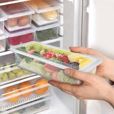 6 Pcs Food Storage Container With Removable Drain Plate And Lid Fridge Storage Box Stackble Plastic Freezer Storage Containers To Keep Fresh For Fish, Meat, Vegetables, Fruits Etc., Fridge Boxes, Fridge Storage, [1500ml, Pack Of_6]