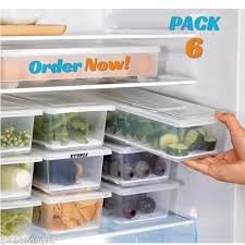 6 Pcs Food Storage Container With Removable Drain Plate And Lid Fridge Storage Box Stackble Plastic Freezer Storage Containers To Keep Fresh For Fish, Meat, Vegetables, Fruits Etc., Fridge Boxes, Fridge Storage, [1500ml, Pack Of_6]